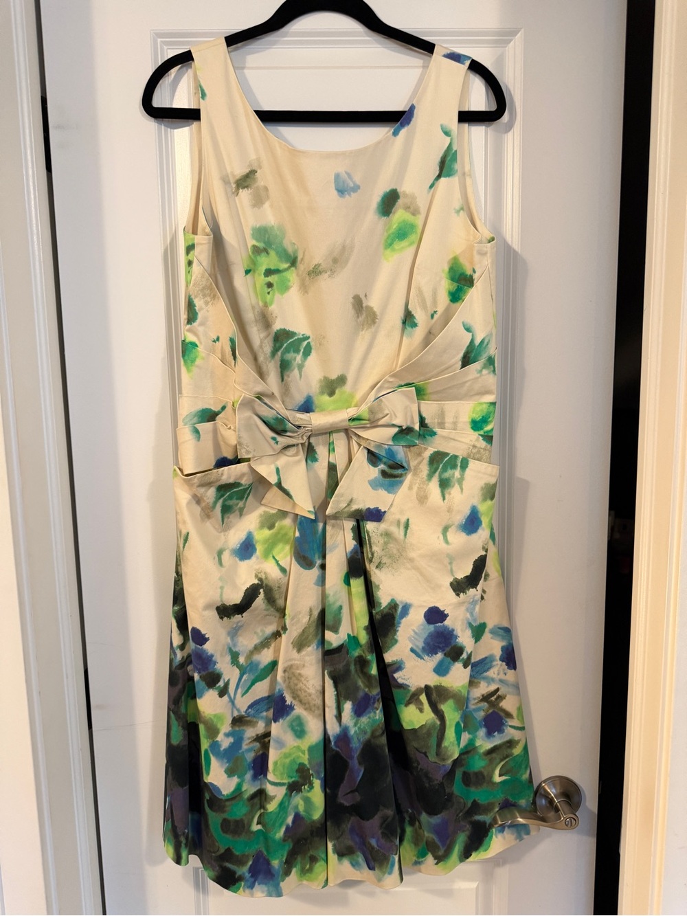 kate spade Cream Floral Bow-Front Formal Dress with Green & Blue Accents